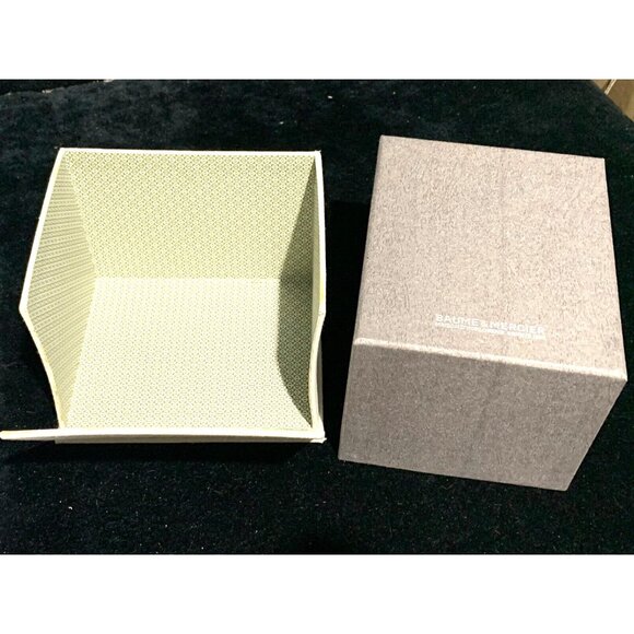 Baume & Mercier Box Watch Presentation Gray Cardboard Brown Leather Empty - Picture 5 of 8